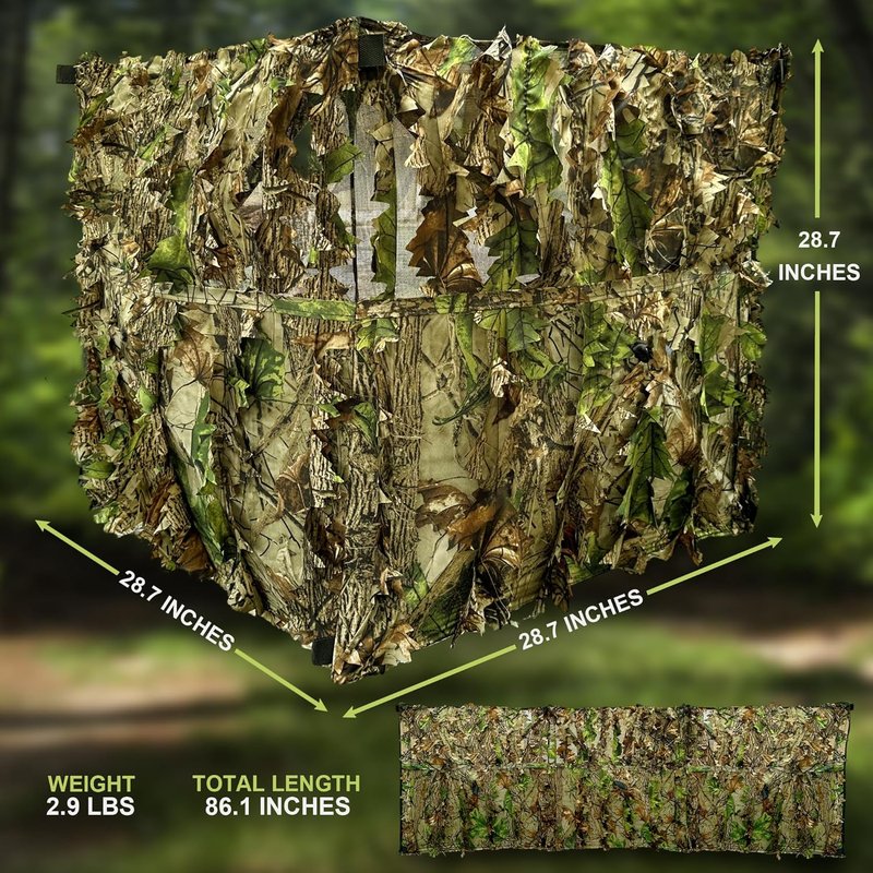 3D Leafy Ground Blind for Turkey & Deer Hunting - Lightweight Portable Stalking Blind | Silent Camo with Carry Bag | 1-2 Person Outdoor Gear