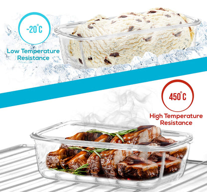 KICHLY Glass meal prep containers - Set of 18 pcs (9 Containers and 9 Lids) - Airtight Storage glass food containers with lids for Freezer - Snap locking, Dishwasher safe, Oven Friendly, & BPA Free