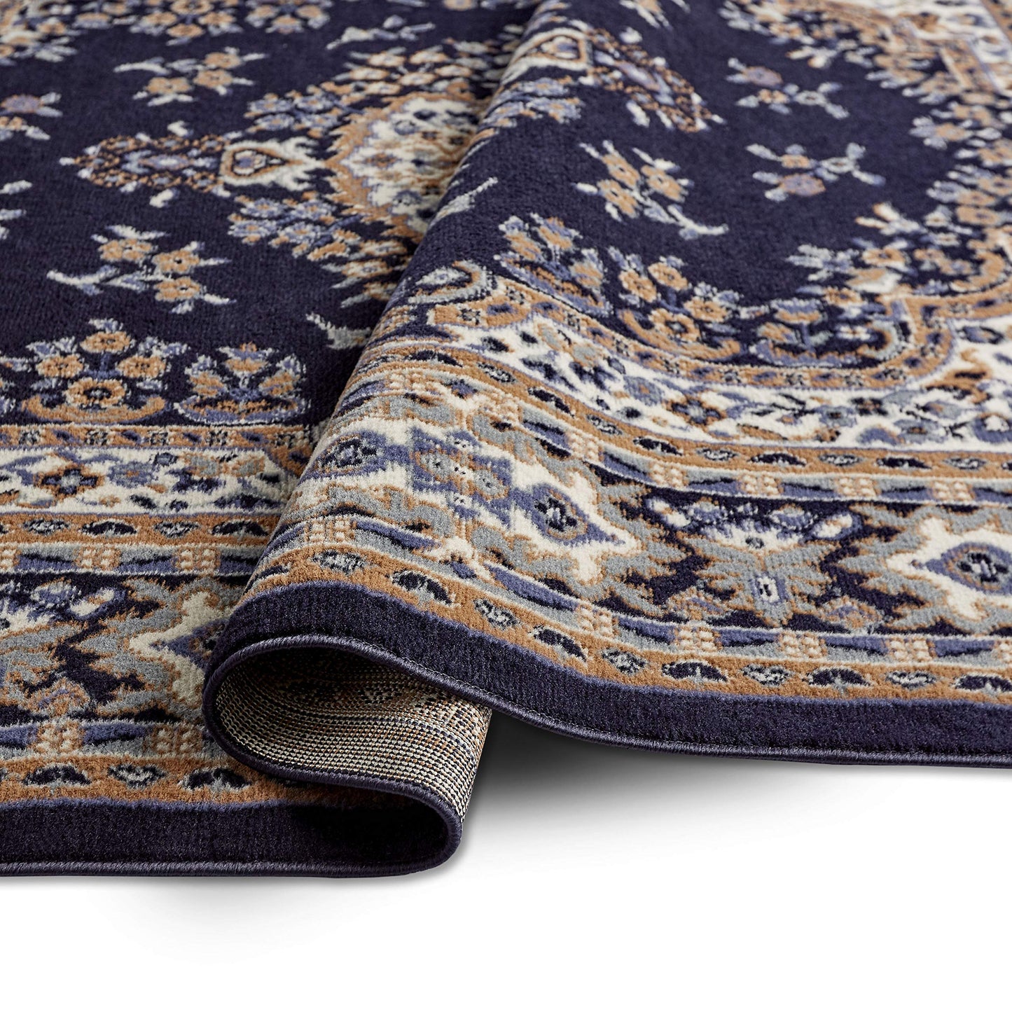 Home Dynamix Premium Sakarya Traditional Medallion Area Rug, Navy Blue/Brown, 5'2"x7'4"