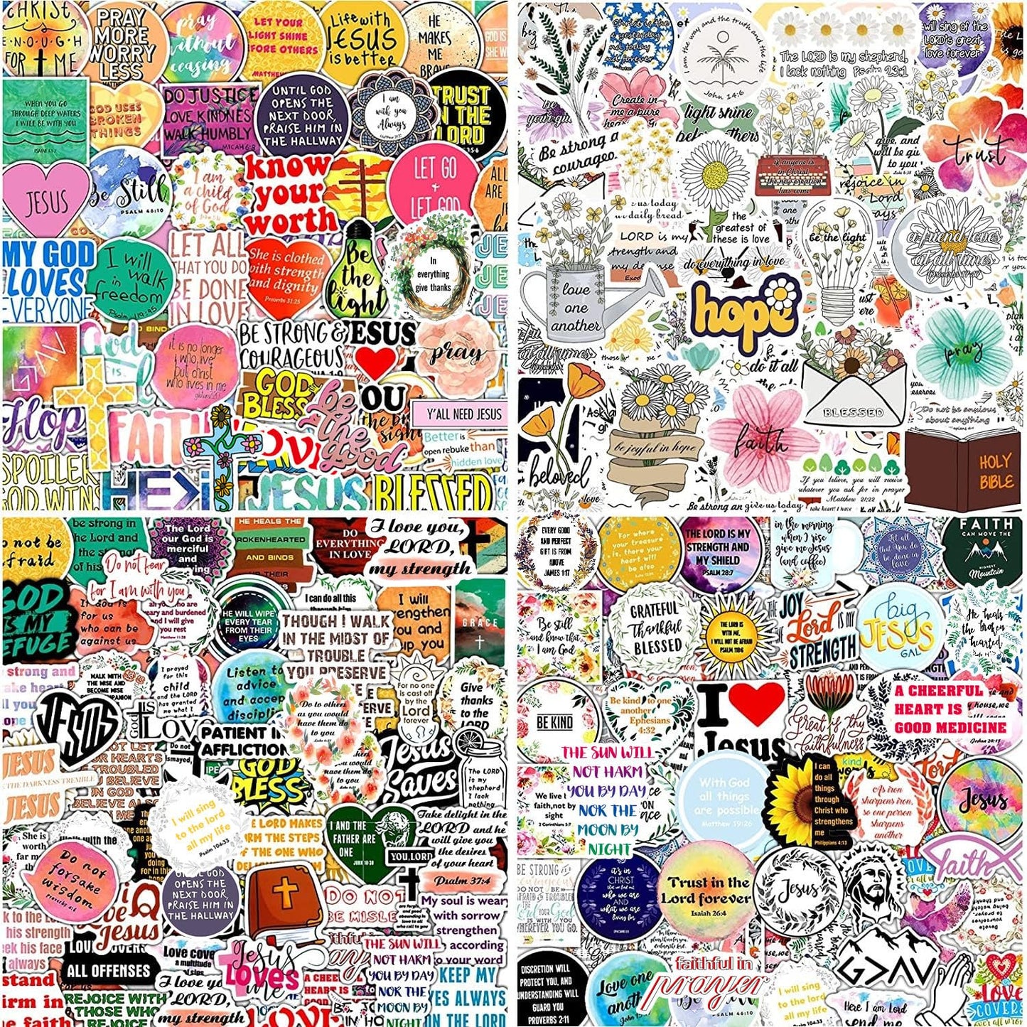 220Pcs Inspirational Christian Stickers, Waterproof Bible Verse Jesus Stickers for Water Bottles Laptop Scrapbook Journaling Planner, Bible Study Vision Board Supplies Christian Easter Gifts for Kids