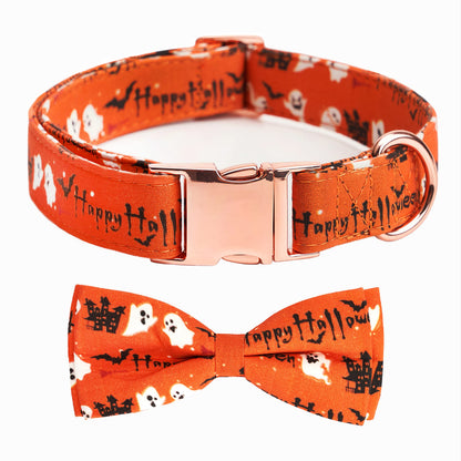 Thankspaw Adjustable Bow Tie Dog Collar Printed Cute Patterns Spring Summer Soft Pet Collars for Small Medium Large Dogs