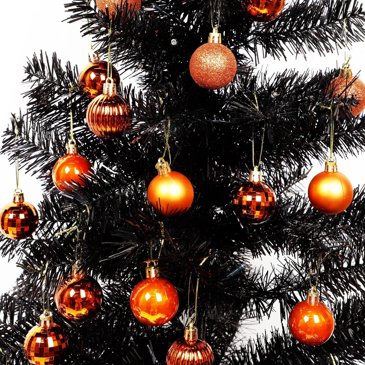 Lulu Home Halloween Ball Ornaments, 34 Ct 1.57" Pre-Strung Hanging Ornament Decorations, Shatterproof Plastic Balls for Holiday Party Wreath Garlands Trees, Orange