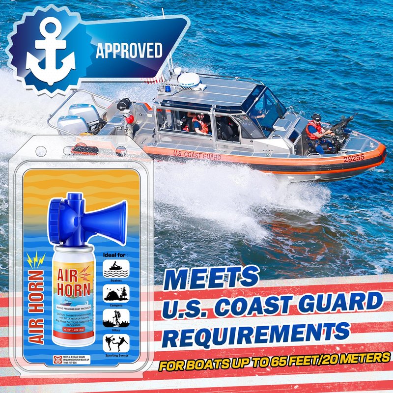 ElectricWise 2 Pack 1.4oz Mini Air Horn, 122DB Very Loud Air Horns Can, Marine Boat Horns for Safety, Meet Coast Guard, Fog Blow Horn Boat Accessories, Ideal for Boating, Camping, Hiking