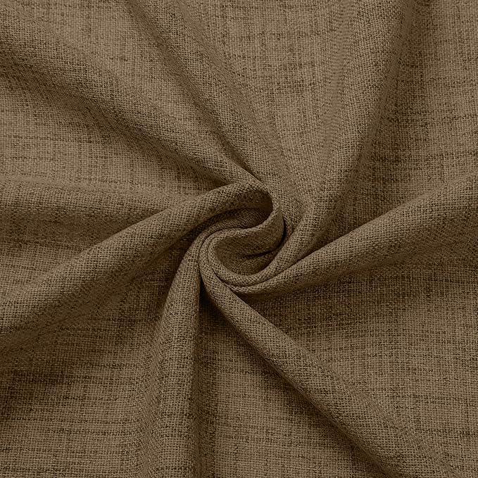 Tollpiz Linen Tier Curtains Rod Pocket Semi Sheer Short Kitchen Curtain Half Burlap Light Filtering Thick Linen Drape for Bathroom, 30 x 30 inches Long, Brown, Set of 2 Panels