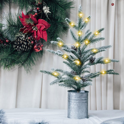 Small Christmas Tree 24 inch Mini Christmas Tree Pre-lit with 60 Lights Rustic Style Tabletop Tree 2 ft