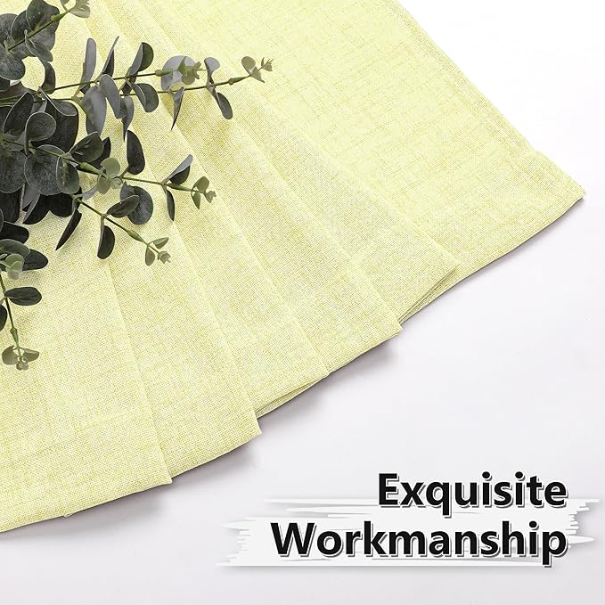 Tollpiz Short Linen Curtain Bedroom Rod Pocket Semi Sheer Curtains Burlap Light Filtering Thick Linen Drape for Living Room, 38 x 54 inches Long, Cream Yellow, Set of 2 Panels