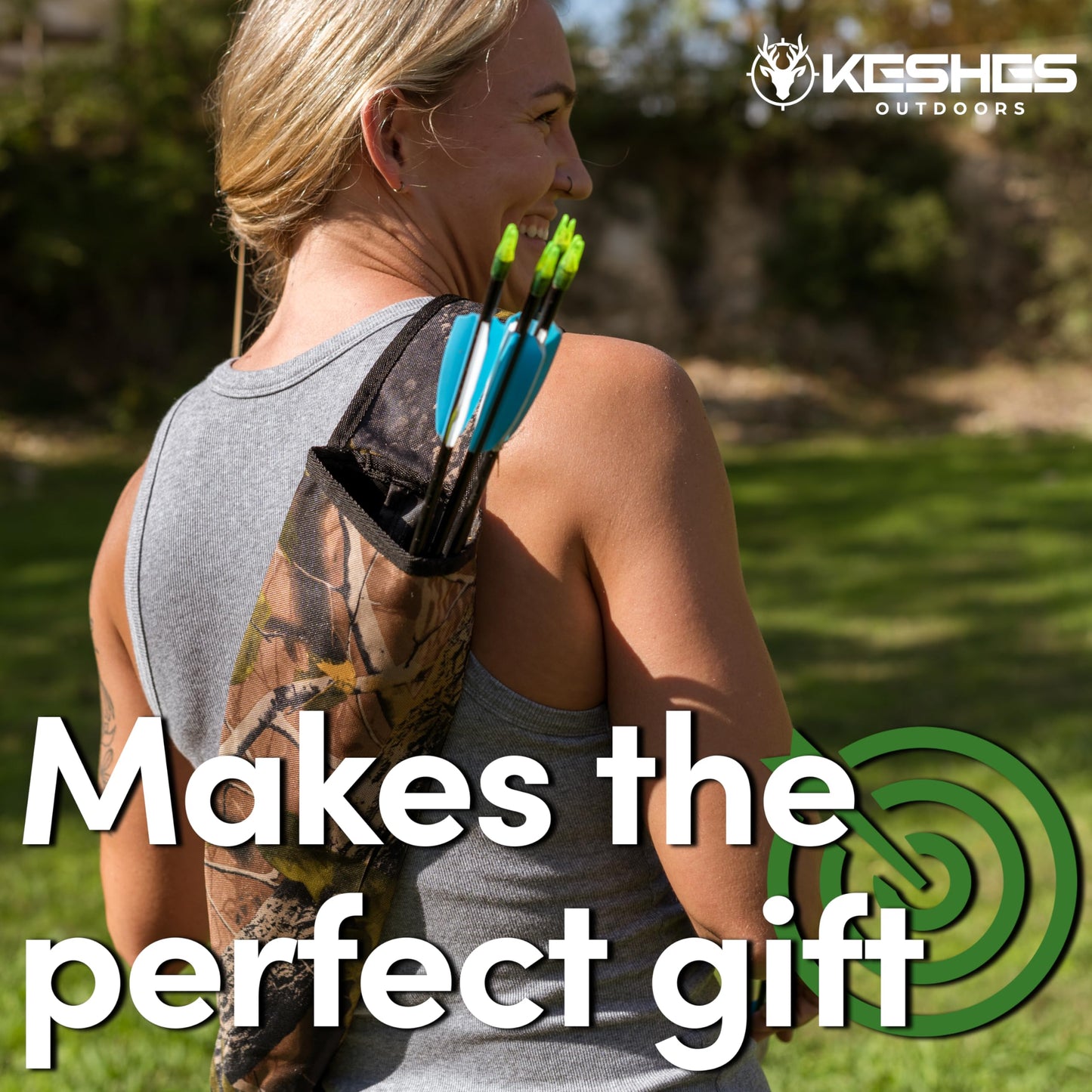 KESHES Archery Back Arrow Quiver Holder - Adjustable Quiver for Arrows with Shoulder Strap and Belt Clip - Ideal for Bow Hunting & Target Practice for Youth & Adults