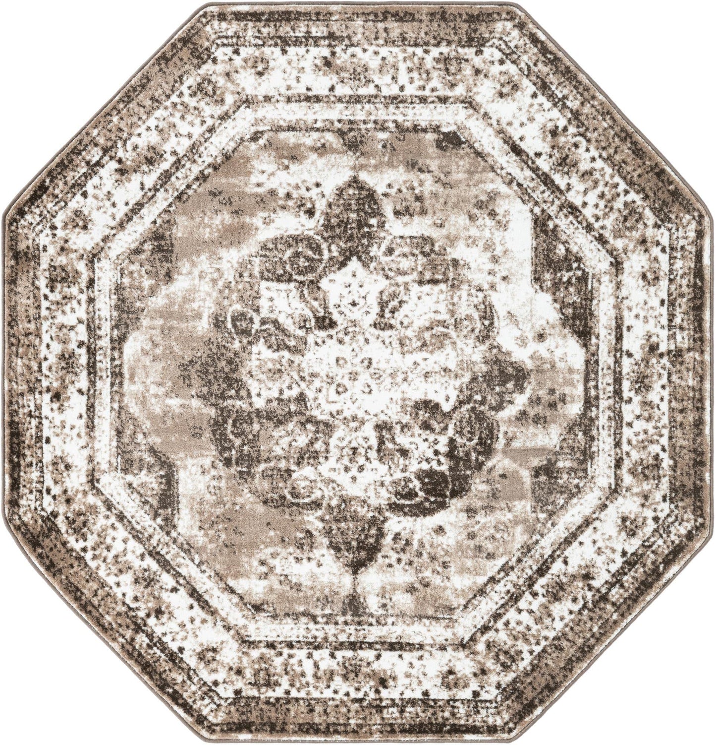 Unique Loom Sofia Collection Area Rug - Salle Garnier (6' 1" Octagon, Light Brown/ Brown)
