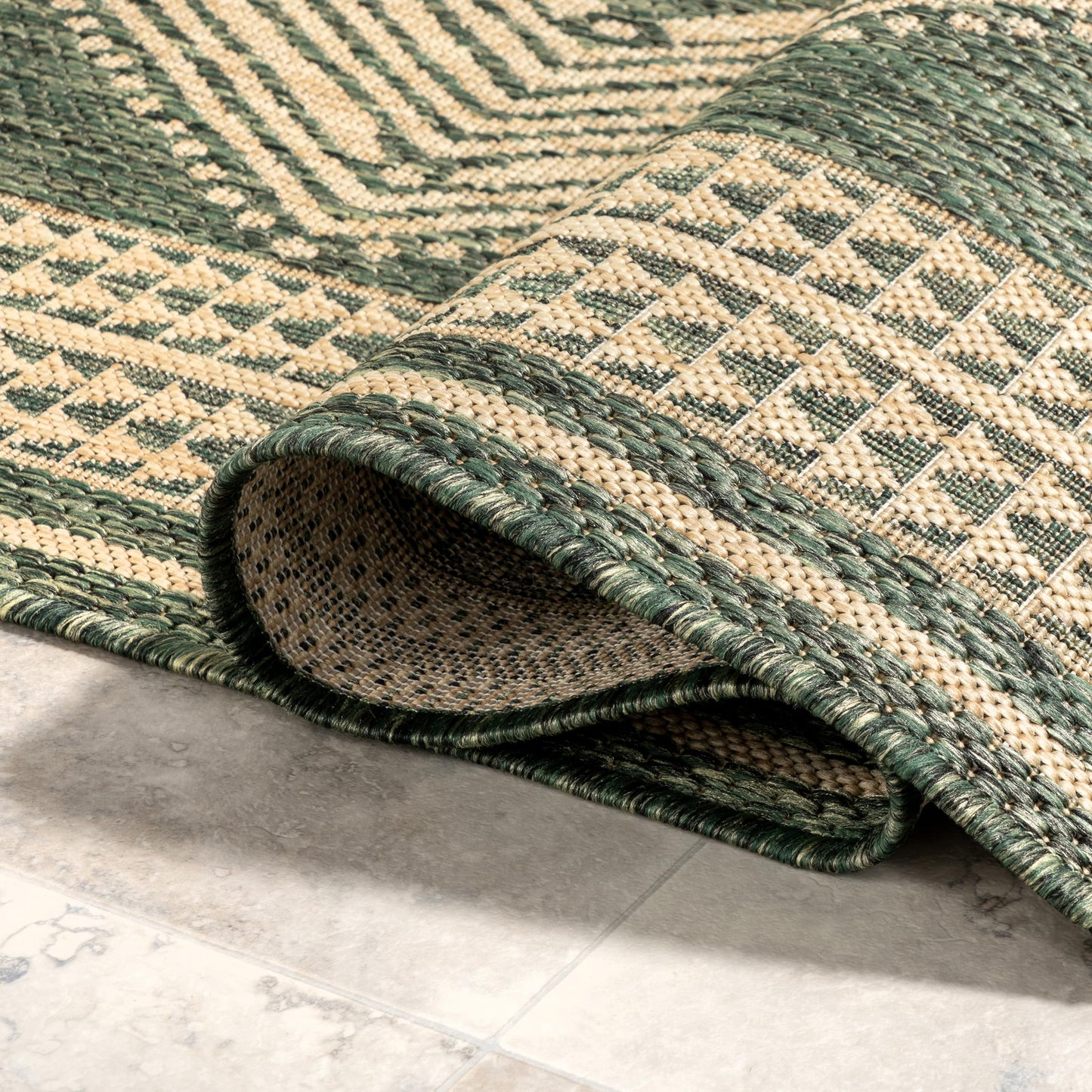 Nuloom Ranya Green/Ivory, 8' x 10', Tribal Geometric, Soft and Cozy, High Traffic, Stain Resistant, Easy Clean, Durable Area Rug for Indoor/Outdoor Patio, Deck, Porch, Garden, Courtyard