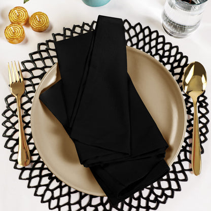 Utopia Kitchen Cloth Napkins [12 Pack] 46x46cm, Cotton Blend Washable and Reusable Table Dinner Napkins for Hotel, Lunch, Restaurant, Weddings, Event and Parties (Black)