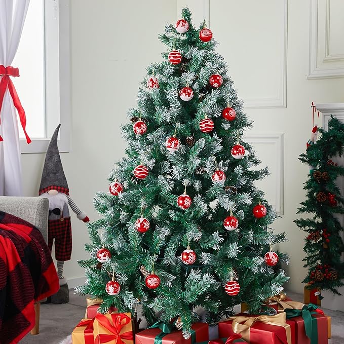 Joiedomi 24 Pcs 2.3” Red & White Christmas Ball Ornaments, Shatterproof Plastic Christmas Tree Ornaments, Hanging Decor for Wreath Garland Party Weddings Holidays