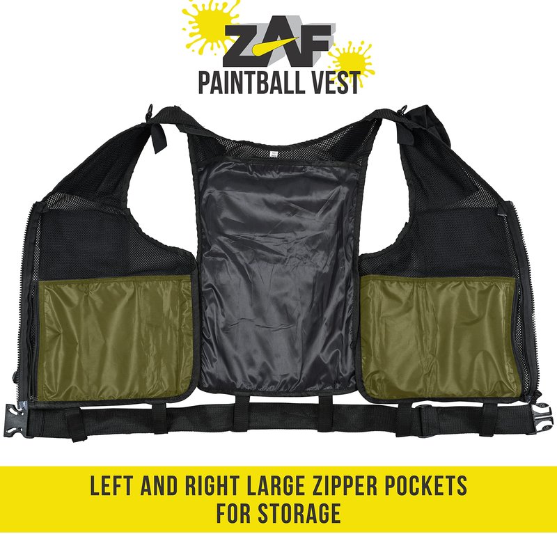 9 pod Paintball/Tactical Vest with Barrel Pouch and Neck protector Unisex Combat vest with Adjustable Sides and Shoulder to Fit all