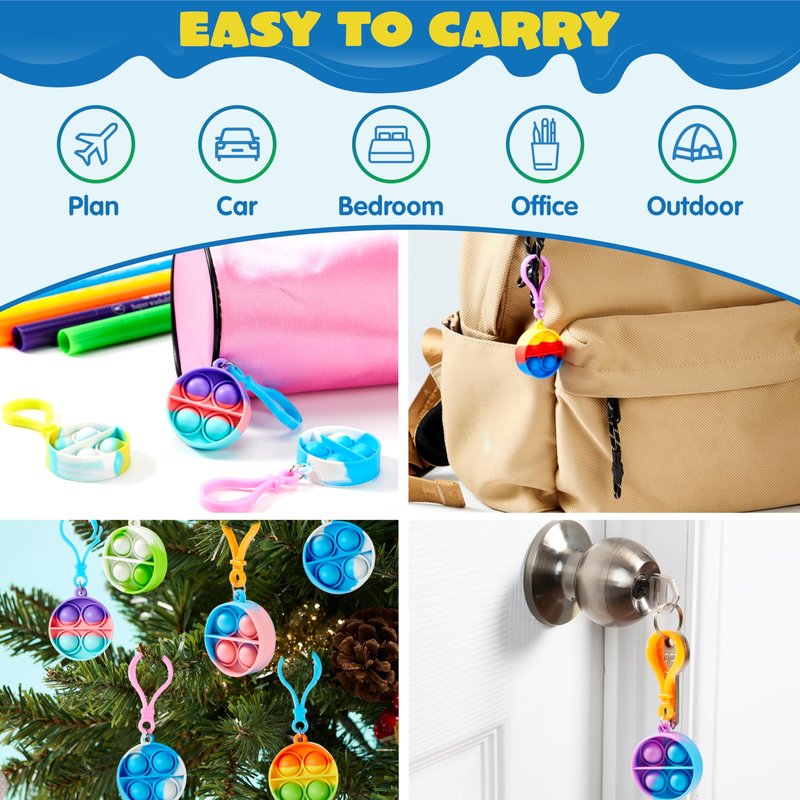 JOYIN Round Pop Fidget Keychain 30 Pack Pop Fidget Toys Bulk Party Favors for Kids 4-8,8-12 Years, Birthday Goodie Bags Stuffers Back to School Gifts for Students Classroom Prizes Sensory Toys