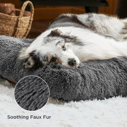 Bedsure Dog Crate Bed Extra Large - XL Fluffy Crate Mattress Washable with Anti Slip Bottom, Dog Anxiety Pillow Cushion for XLarge Pets, Dark Grey, 104x69cm