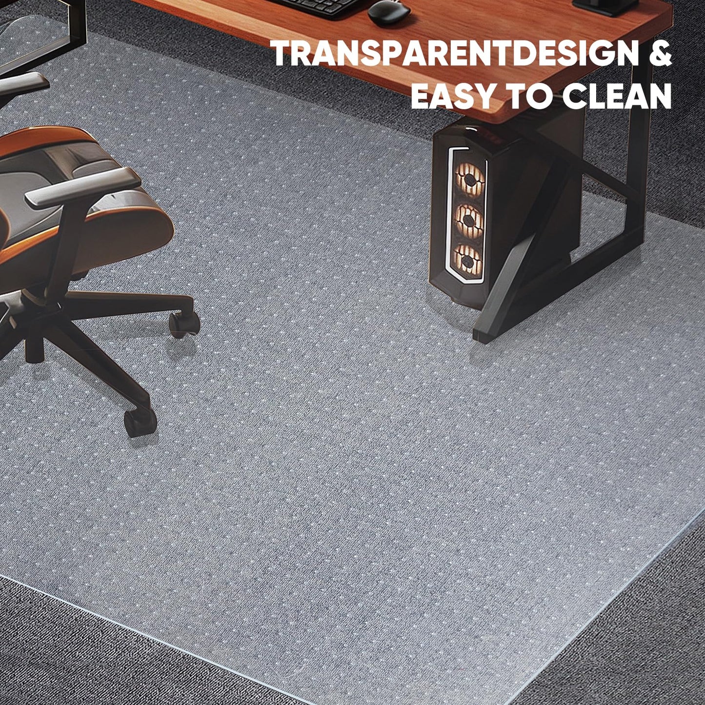46” x 72” Office Chair Mat for Low-Pile Carpet, 2.2 mm Thick Clear Desk Chair Mat with Non-Slip Grips, Large Floor Protector for Low, Flat Carpeted Floors (Clear)