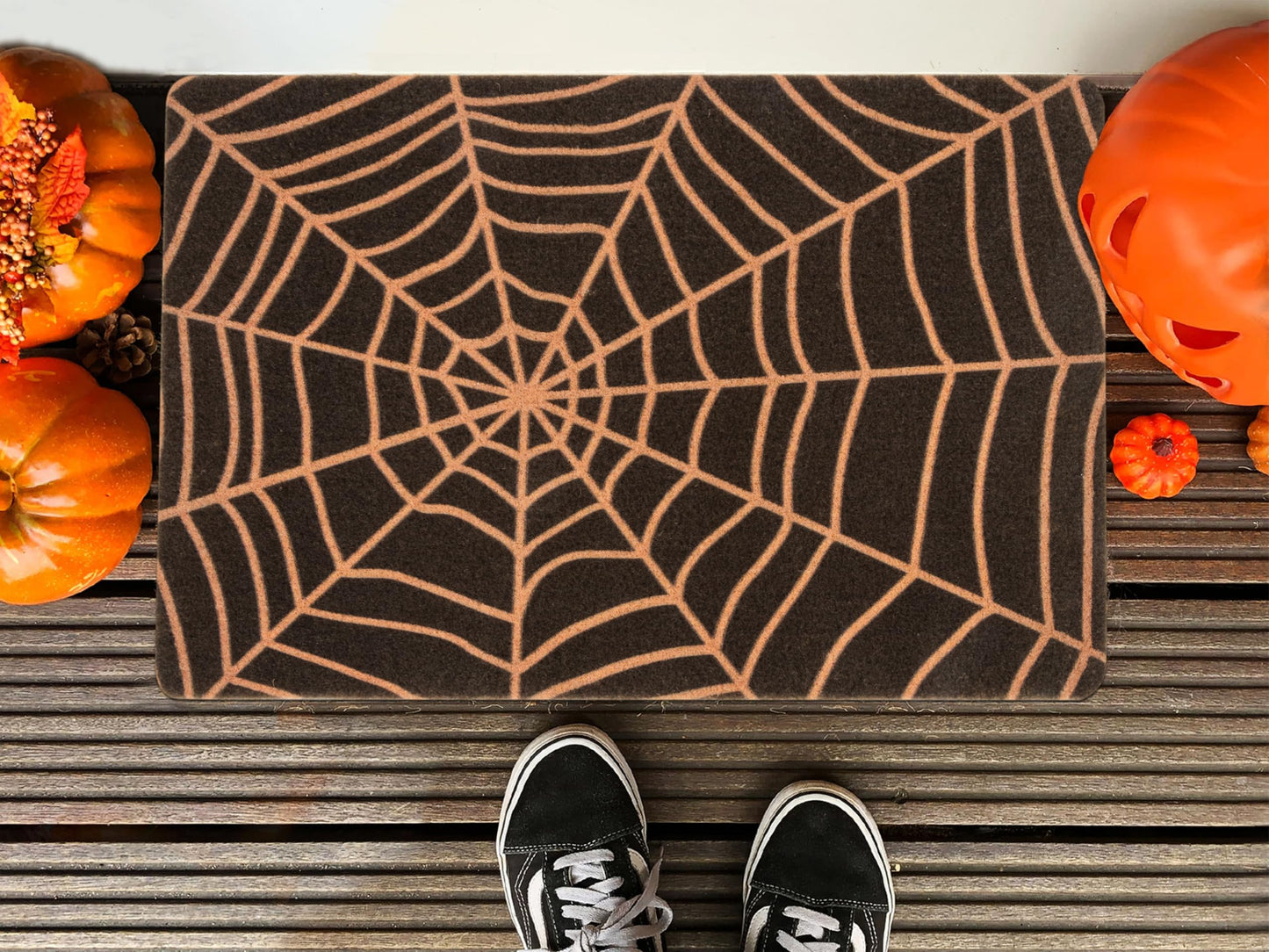 Halloween Spider-Web Welcome-Doormat - Outdoor Entrance Coir Non Slip Fashionable Mat Indoor Home Room Front Door Decor