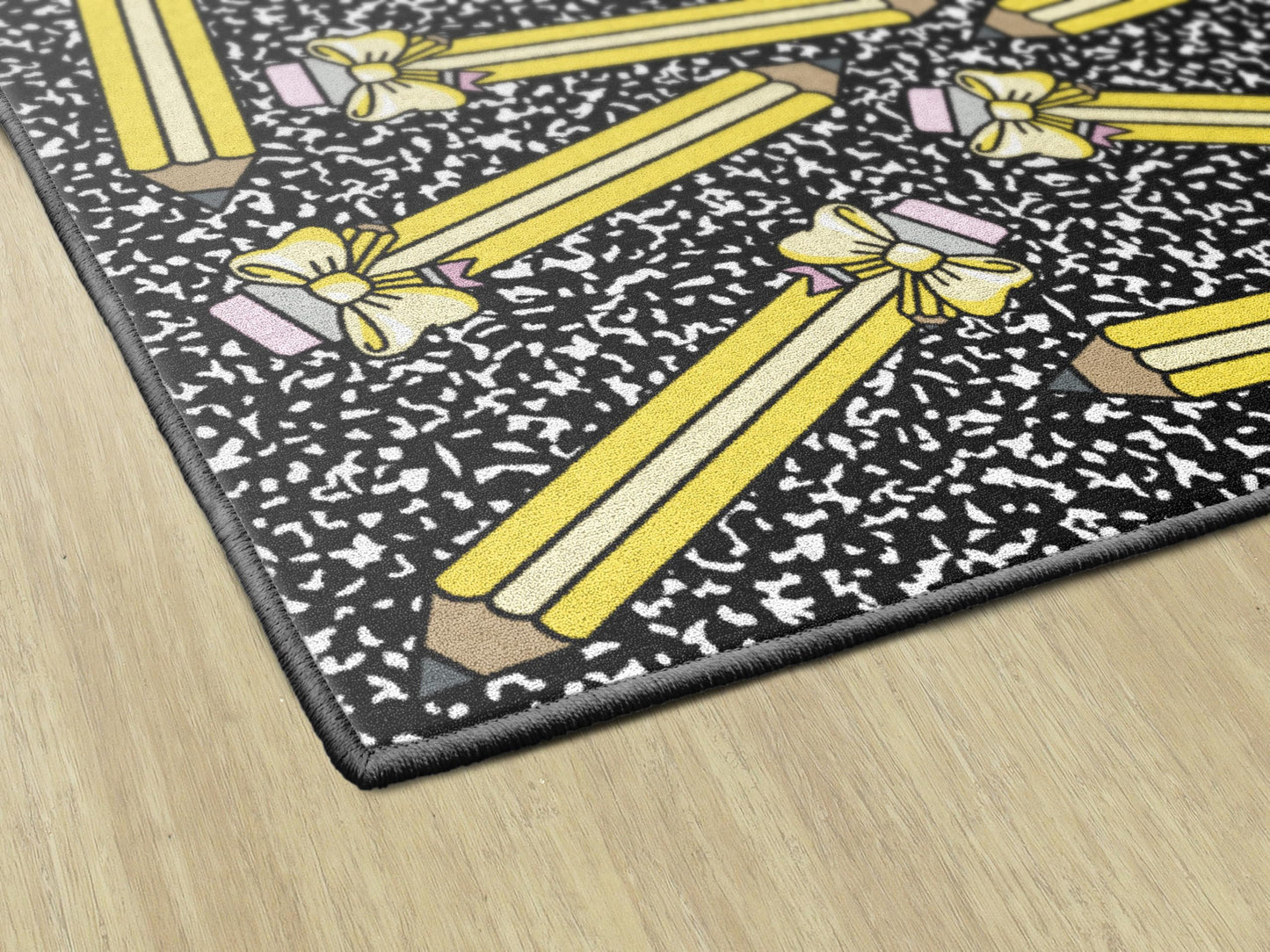 Flagship Carpets School Days Bow Pencils Educational Area Rug for Kids Room, Children's Classroom Rug for Teaching and Playroom, 5' X 7'6"