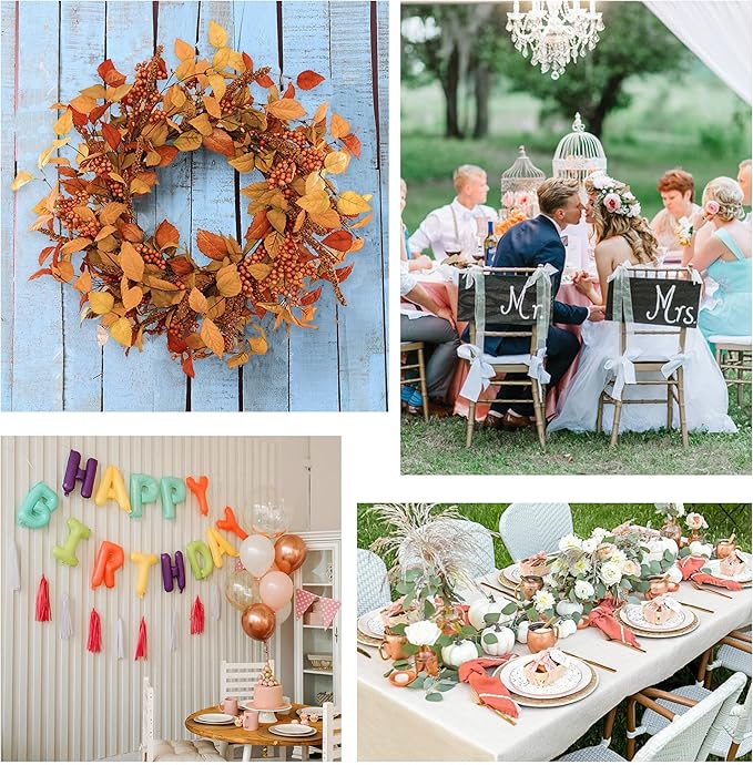 YNYLCHMX 18" Fall Wreaths for Front Door, Artificial Autumn Wreath, Fall Door Wreath with Eucalyptus Leaves and Sorghum for Home Porch Window Wall Farmhouse Decor, Indoor Outdoor, Holiday Decor