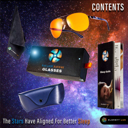 ELEMENT LUX Blue Light Blocking Glasses | 99% Dark Amber Lenses | For Better Sleep, Gaming, Computer Screen, Eyestrain Relief