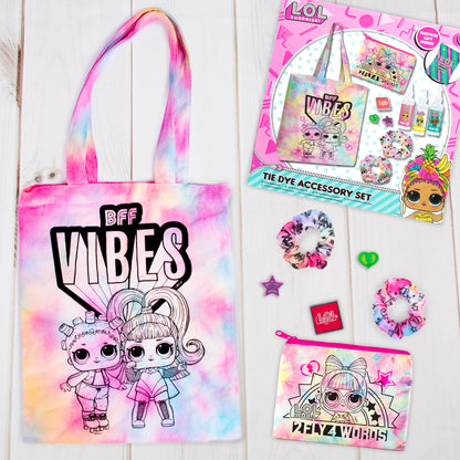 L.O.L. Surprise! Tie Dye Accessories Set - Tie Dye Kit Containing: 1 Tote Bag, 1 Scrunchie, 1 Purse, 1 Head Band and 1 LOL Surprise Gift – Arts and Crafts Gifts for Girls - LOL Toys for Girls