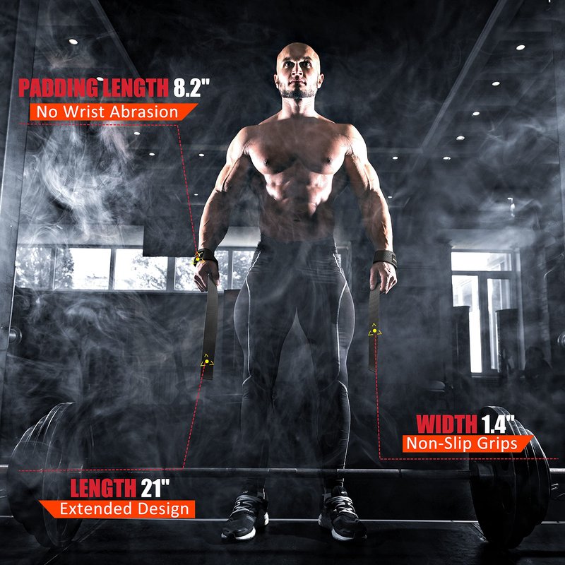 ihuan Lifting Straps for Weightlifting - Wrist Straps for Weightlifting | Gym Wrist Wraps with Extra Hand Grips Support for Strength Training | Bodybuilding | Deadlifting