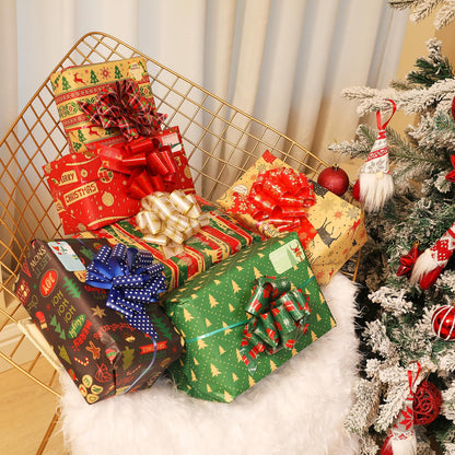 PintreeLand 24PCS Christmas Bows for Gift Wrapping, 5” Xmas Pull Bows with Ribbon Wrap Accessory for Present, Florist, Bouquet, Hamper, Basket Decor, Easy to Assemble
