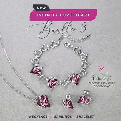 Leafael Valentine's Day Gift Necklaces for Women, Infinity Love Birthstone Heart Crystal Pendant, Birthday Anniversary Jewelry for Wife, Mom, and Her, Silver Plated, 18" + 2" Adjustable Chain