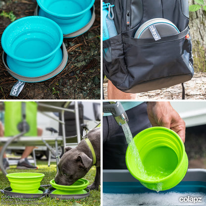 Colapz Collapsible Dog Bowls with Travel Case – Foldable Silicone Pet Feeding & Water Bowls for Travel, Camping & Hiking – Charcoal Grey