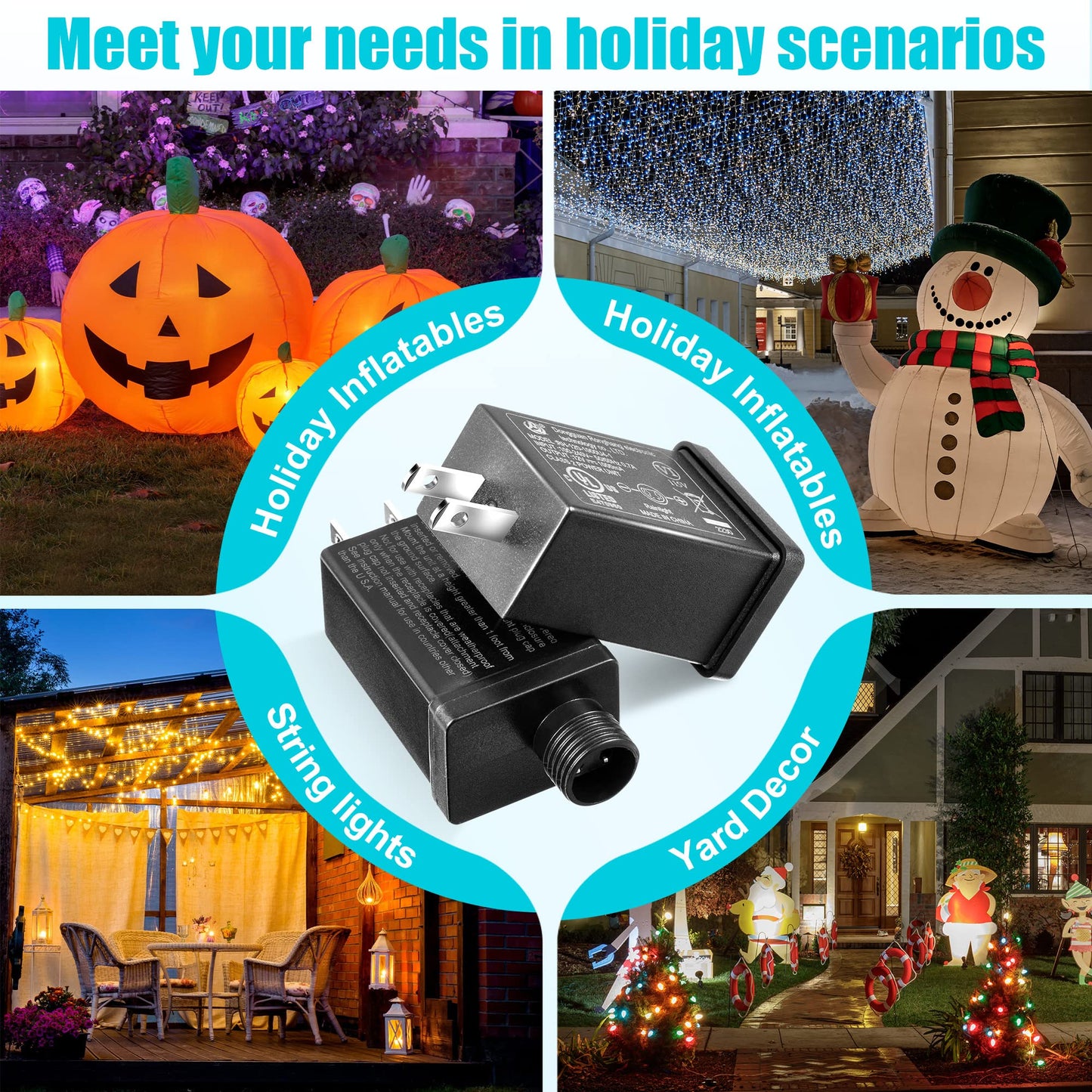 8 Pcs Replacement Yard Inflatable Adapter Power Supply Adaptor 12Vdc 1.0A Class 2 Power Supply for Halloween Christmas Inflatable Decorations