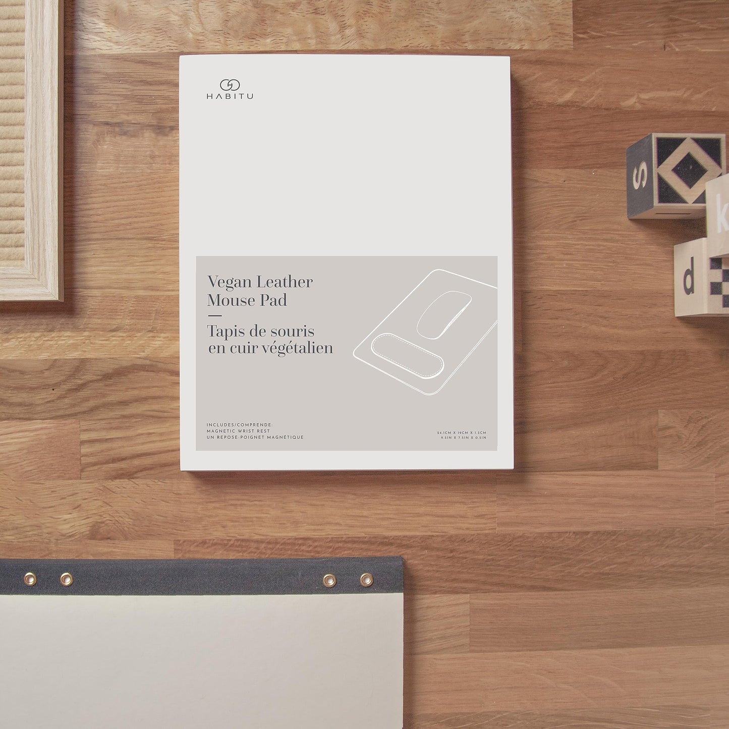 HABITU Vegan Leather Sage Green Mouse Pad with Removable Magnetic Wrist Support & Anti-Slip Base, Ergonomic Mouse Pad with Wrist Rest, Cute Office Desk Accessories for Women and Men