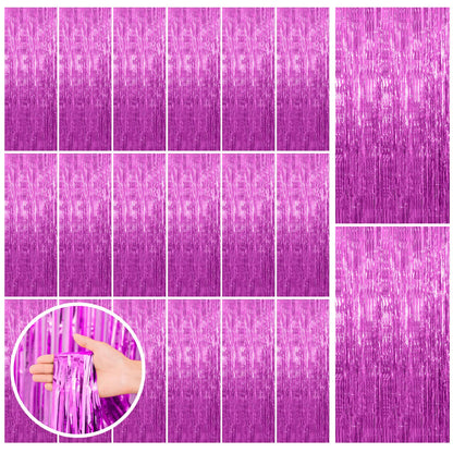 2 Pack Pink Backdrop Party Decorations Tinsel Curtain Party Backdrop Foil Fringe Birthday Decorations Photo Booth Streamer Backdrop Pink Theme Bachelorette Graduation Decor