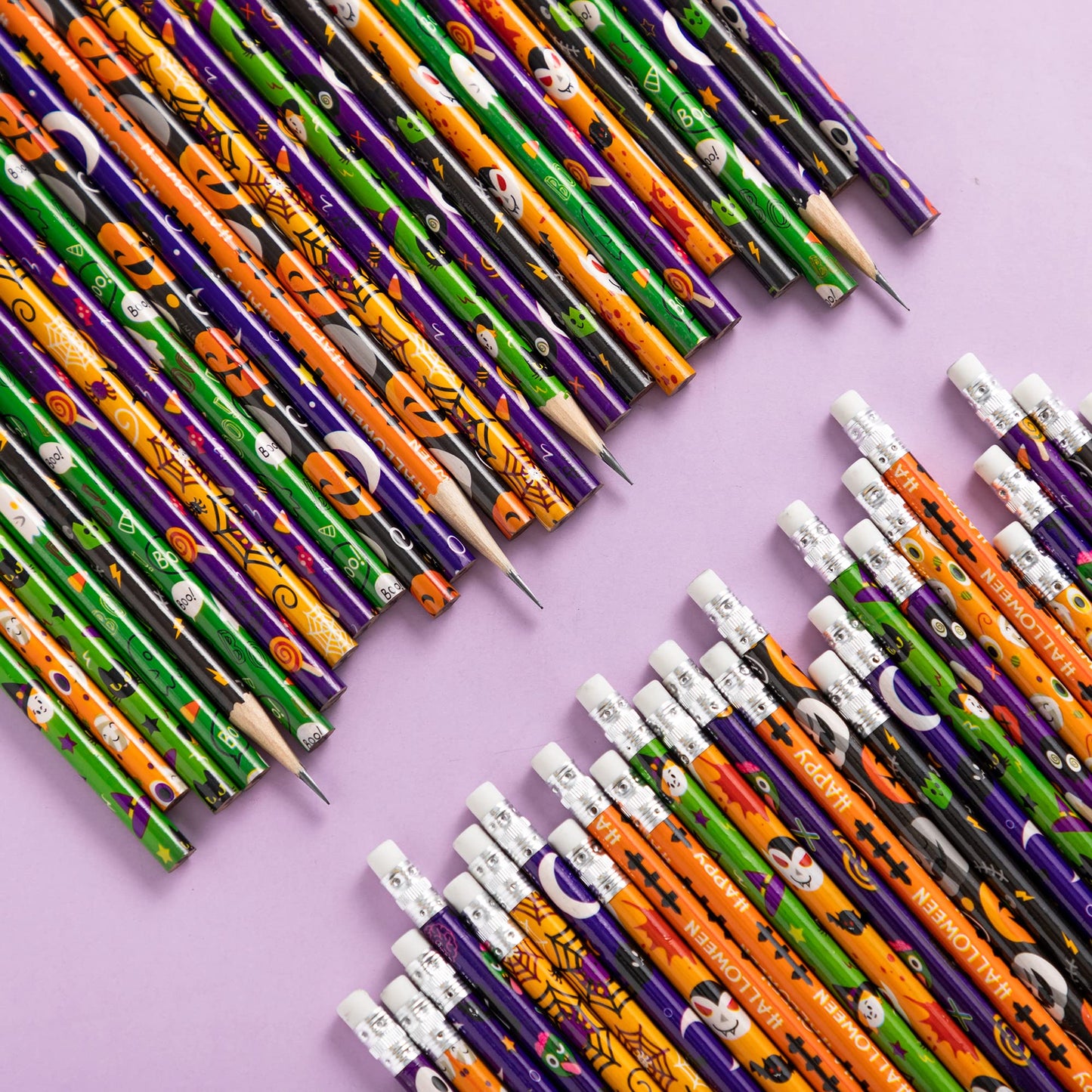 JOYIN 96 Pcs Halloween Pencils and Rulers Stationery Set Included 48Pcs Assorted Pencils with 12 Designs, 48Pcs Halloween Bookmarks Bulk with 6 Patterns for Kids Party Favors Supplies,Non Candy Treats
