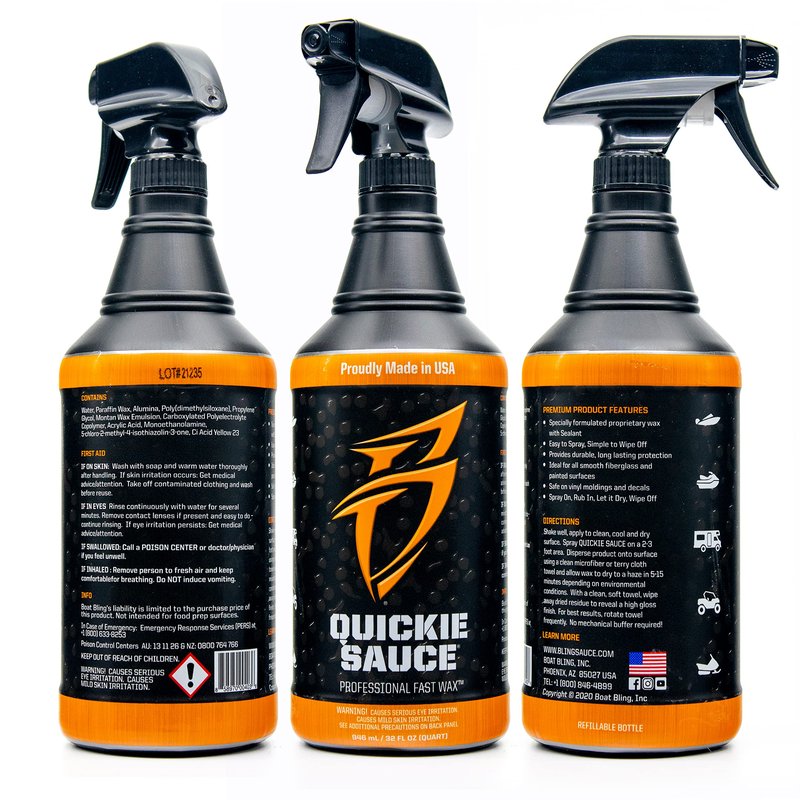 Boat Bling Quickie Sauce Premium High-Gloss Fast Wax, 32 oz., for Boats, RVs, Powersport Vehicles and More