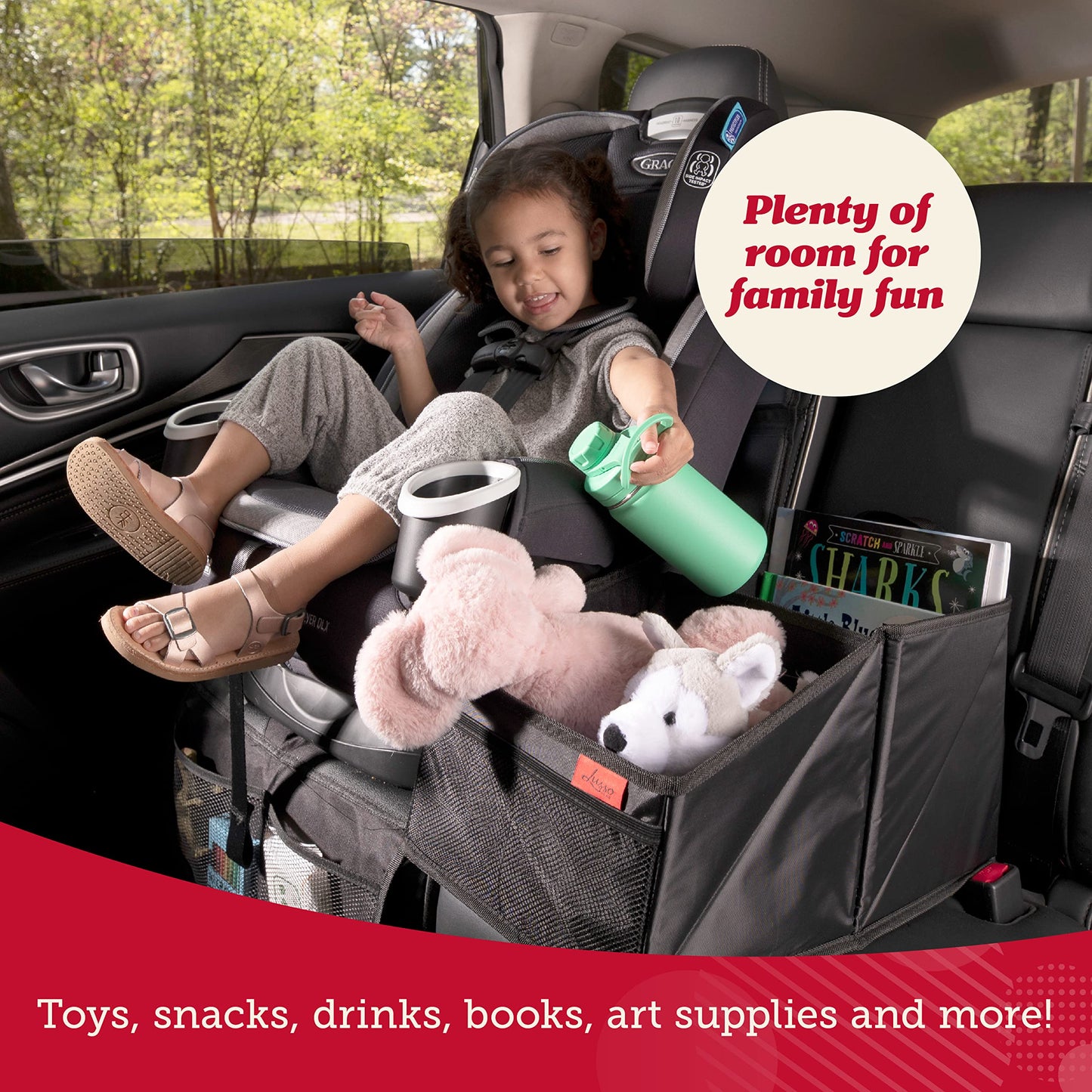 Lusso Gear Car Seat Organiser for Front or Backseat Great for Adults & Kids Featuring 8 Storage Compartments for Toys, Magazines, Tissues, Maps, Books, Documents, Games & More