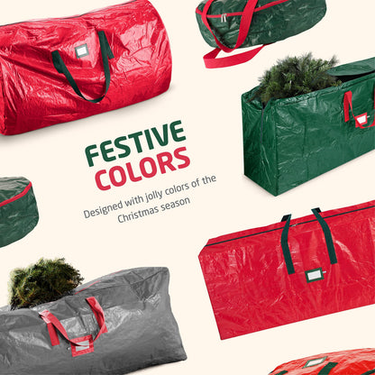Zober Large Christmas Tree Storage Bag - Fits 9 Ft Artificial Trees - Plastic, Waterproof Christmas Tree Bag For Storage Box For Xmas - Strong, Durable Handles - Label Card Slot - Black
