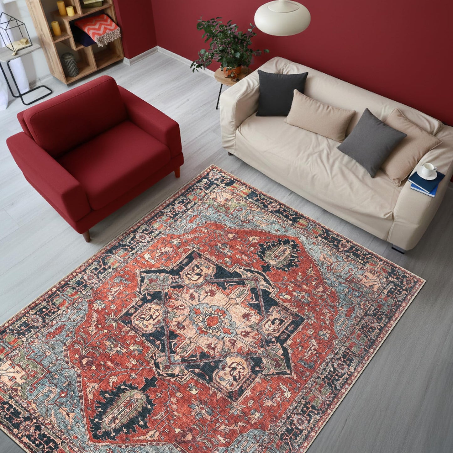 Keen Home Design 3x5 Rug - Machine Washable Entry Rug with Non-Slip Backing, Ideal for Enteryway, Kitchen, Bathroom, Laundry Room - Vintage, Easy Clean, Durable, Low Pile Rug - (3' x 5')