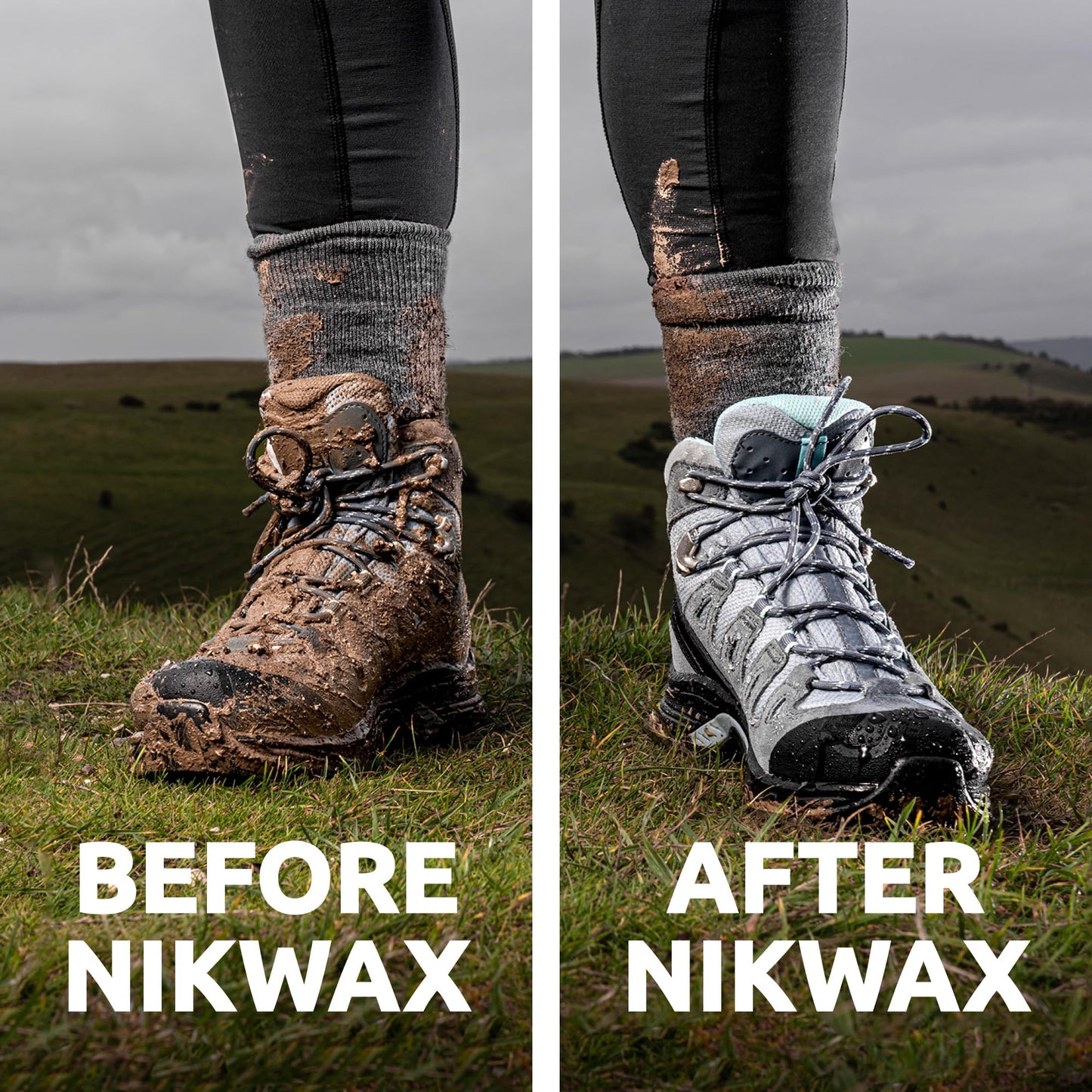 Nikwax Hiking Care Kit - Trainer and Leather Boot Waterproofing - Shoe Cleaner Kit Includes Footwear Cleaning Gel, Fabric & Leather Proof, Waterproofing Wax, Brush and Dry Bag