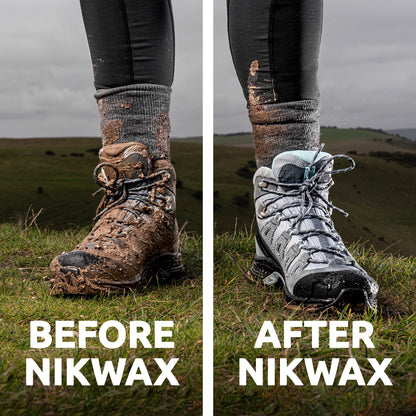 Nikwax Hiking Care Kit - Trainer and Leather Boot Waterproofing - Shoe Cleaner Kit Includes Footwear Cleaning Gel, Fabric & Leather Proof, Waterproofing Wax, Brush and Dry Bag