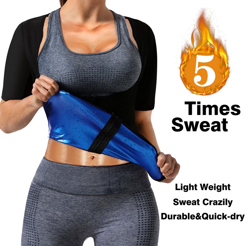 DYUAI Sauna Shirt for Women Sauna Suit for Women Waist Trainer Sauna Sweat Vest Workout Body Shaper Zipper(6005-01-XXXL)