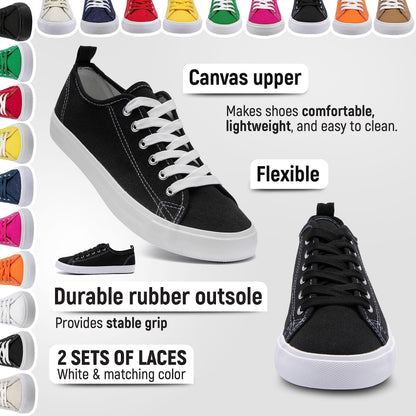 Canvas Shoes for Women Casual Low Top Sneakers Fashion Womens Tennis Shoes with Extra Laces, Emerald Green, Size 9