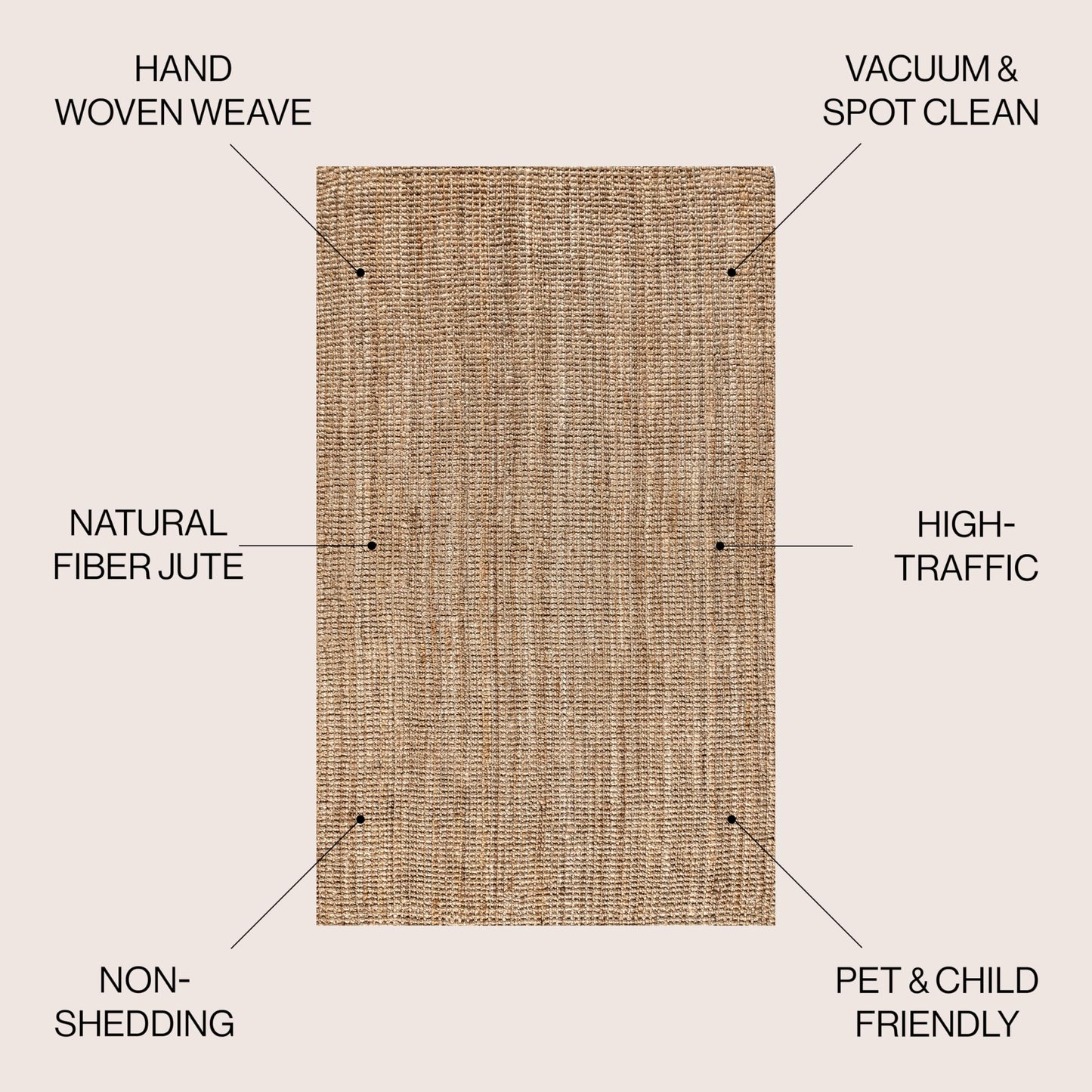 JONATHAN Y Pata Hand Woven Chunky Jute Natural Indoor Area Rug, 4x6, Bohemian, Rustic, Cottage, Easy-Cleaning for Living Room, Bedroom, Kitchen, Non-Shedding (NRF102A-4)