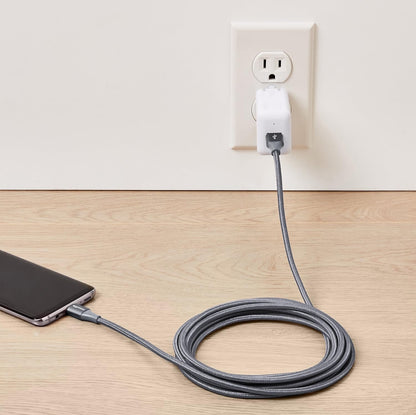 Amazon Basics USB-C to USB-A 2.0 Fast Charger Cable, Nylon Braided Cord, 480Mbps Speed, USB-IF Certified, for Apple iPhone 16/15, iPad, Samsung Galaxy, Tablets, Laptops, 10 foot, Dark Grey