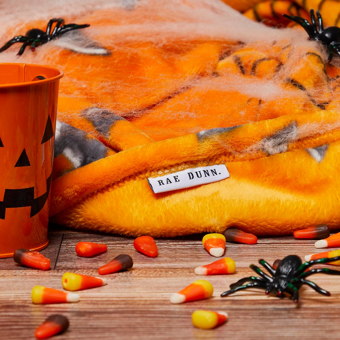 Rae Dunn Throw Blanket- Soft, Decorative Blankets for Bed or Couch, Cozy Throws for Sofa, Soft Plush Throw Embroidered Happy Halloween, 50 inches x 70 inches
