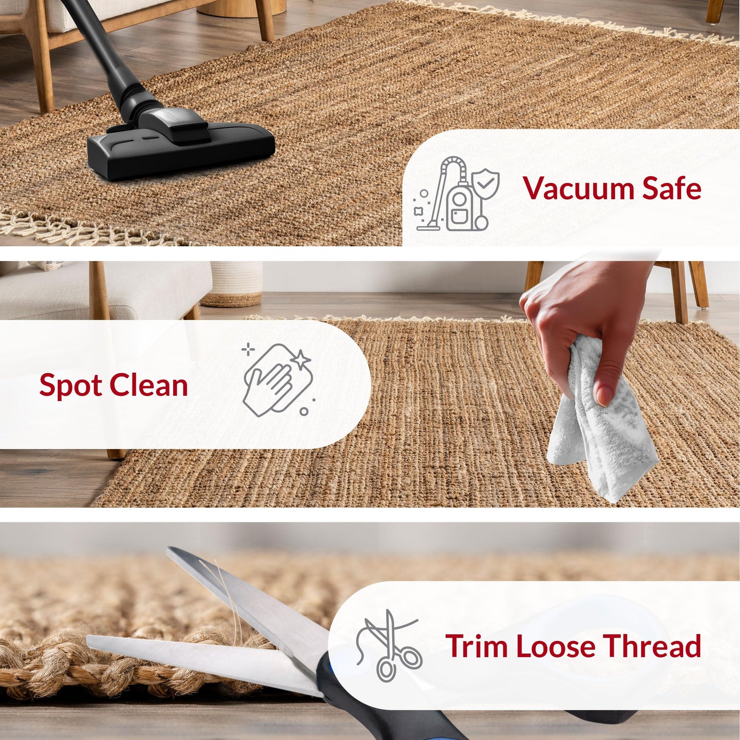 Nuloom Raleigh Natural, 2'6" x 6', Handmade, Jute & Wool, Soft and Textured, High Traffic, Stain Resistant, Easy Clean, Durable Runner for Bedroom, Living Room, Dining Space, Den, Foyer, Entryway
