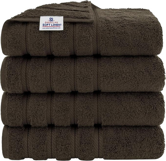 American Soft Linen Luxury 4 Piece Bath Towels, 600 GSM 100% Cotton Turkish