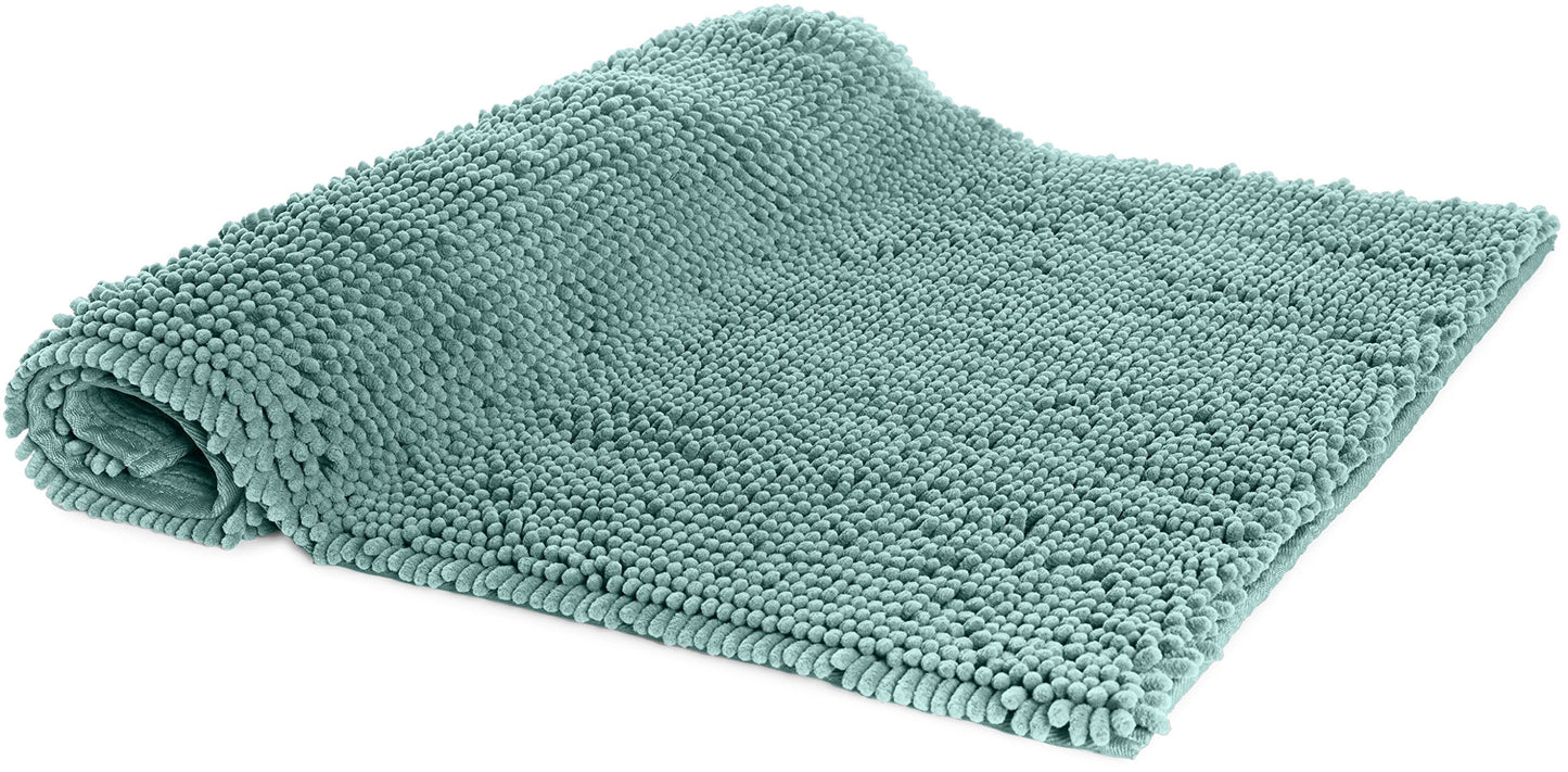 Amazon Basics Bathroom Rugs, Extra Soft Absorbent Shag Bath Rugs, Non-Slip Backing, Quick Drying, Machine Washable, Plush Comfort for Bathroom Floor, Tub and Shower, 21" x 34", Seafoam Green