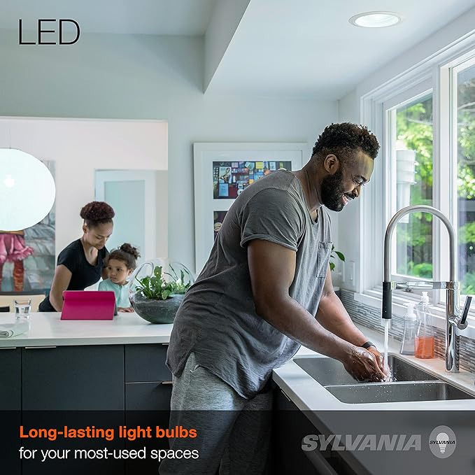 SYLVANIA LED Flood BR30 Light Bulb, 65W=8W, 10 Year, Medium Base, 650 Lumens, Dimmable, 5000K, Daylight - 2 Pack (73956)