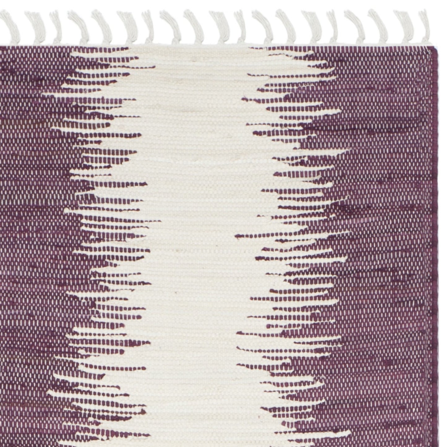 SAFAVIEH Montauk Collection Runner Rug - 2'3" x 7', Purple, Handmade Stripe Fringe Cotton, Ideal for High Traffic Areas in Living Room, Bedroom (MTK751D)
