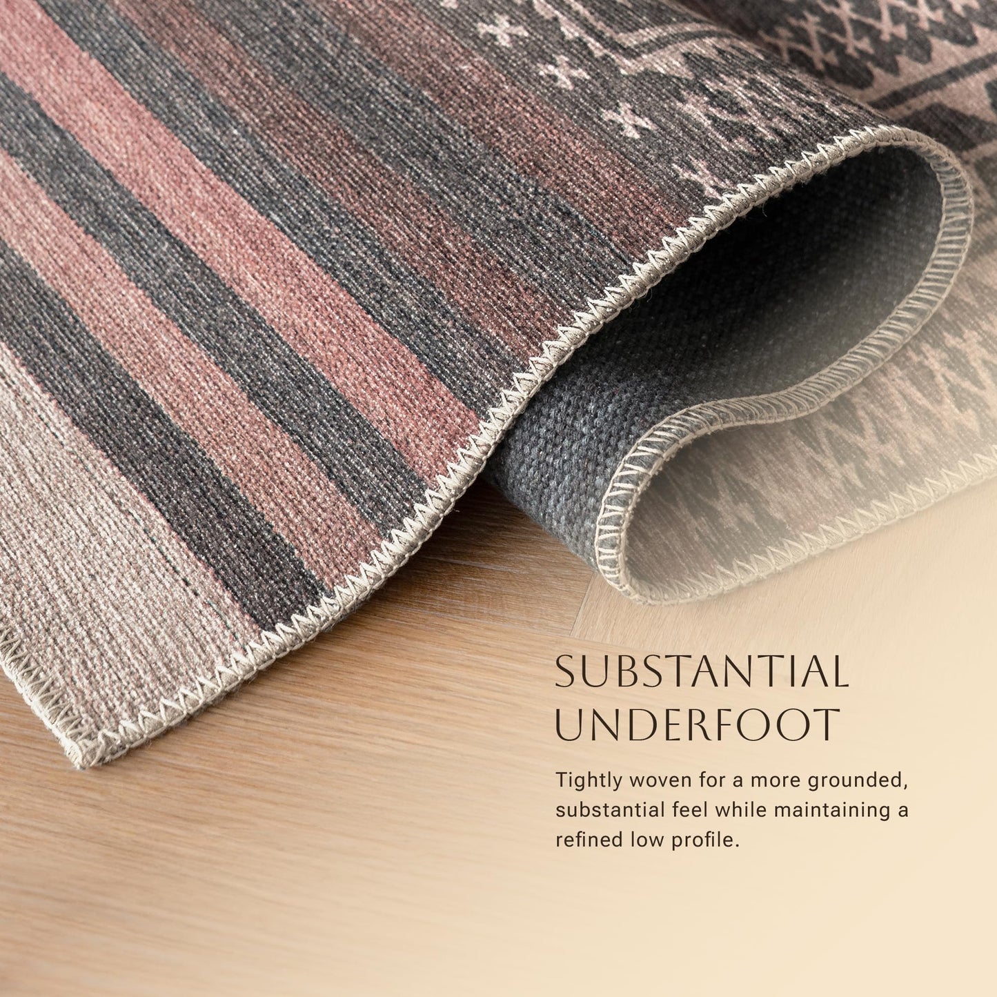 KNOTTING MATTERS Vibe Stripe 5’ x 8’ Area Rug – Sand, Charcoal & Clay Heritage Flatweave, Low-Pile – Easy Clean Area Rug – Perfect for Living Room, Dining Room, Bedroom – Pet & Kid Friendly
