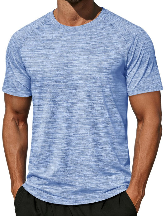 MAGCOMSEN Shirts for Men Quick Dry Lightweight T-Shirt Athletic Gym Workout Shirts Summer Crew Neck Short Sleeve Tee LtBlue XL